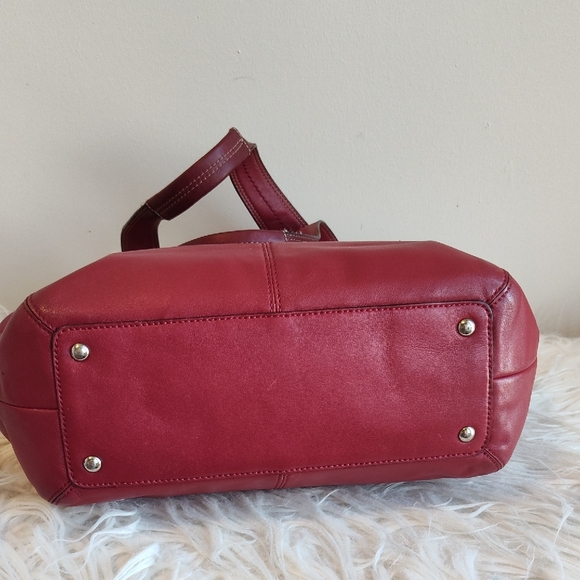 Coach Red Leather Shoulder Bag with Silver Hardware - Picture 7 of 16